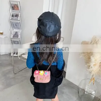 Children's Bag Fall / Winter 2020 Single Shoulder Bag Lovely Flower Messenger Fashion Small Fragrance Plush Accessories Bag photo-4