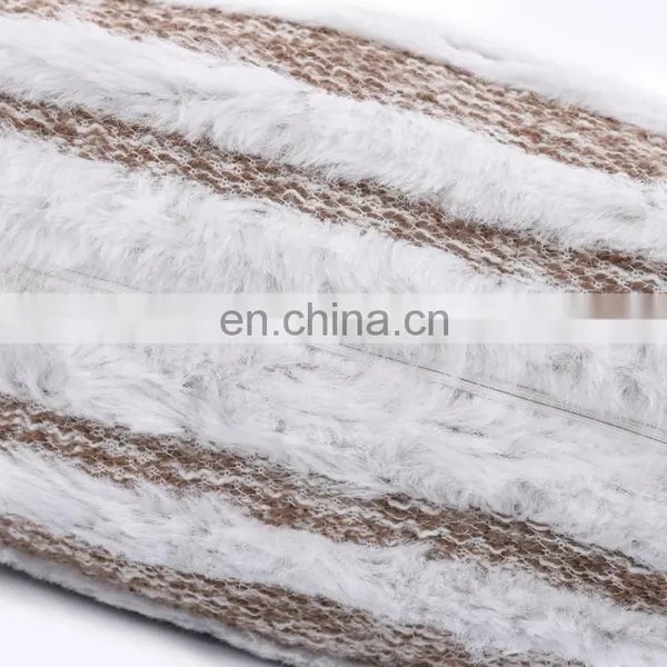 New Design Fashion Faux Fur Striped Jacquard Cushion Cover Deco photo-6