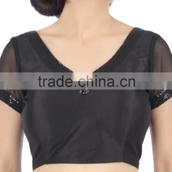 Readymade Saree Blouses Georgette and Bengal Silk Sequined Blouse photo-2