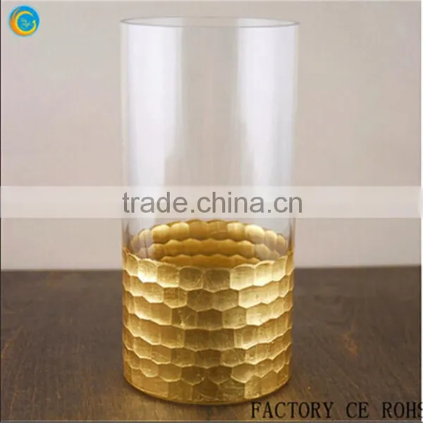 Petesdal Glass Cylinder Gold Vase /Gold Hurricane Candle Holder / Glass Container For Wedding photo-2