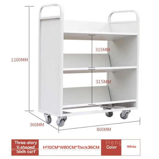 Modern Black Flat Shelf Mobile File Cart | HN-FC03 Rolling Utility Storage Trolley | for Modern Office & School