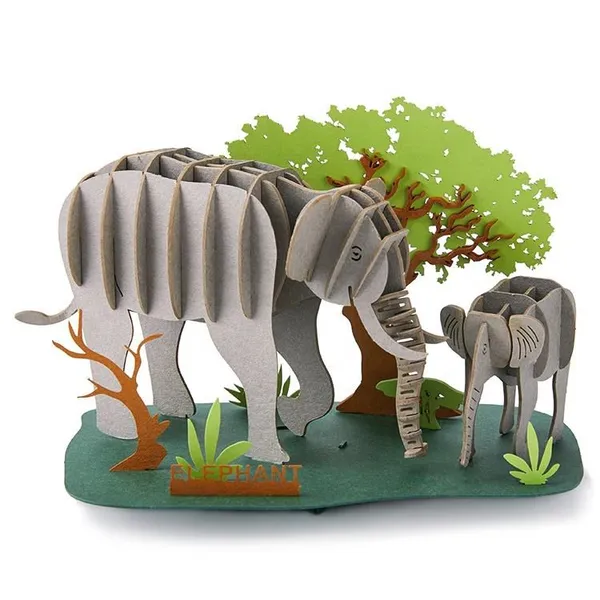 Wholesale new design cardboard 3d puzzle animal DIY assembly sets- Elephant jigsaw puzzle models custom accept OEM 3d paper puzzle