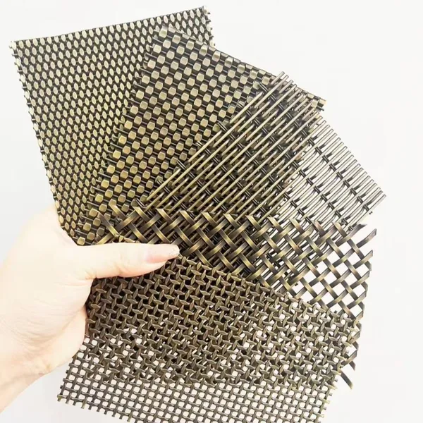 Outdoor Gold Brass Spiral Stainless Steel Architectural Elevator Decorative Woven Metal Wire Mesh Curtain Wall photo-4
