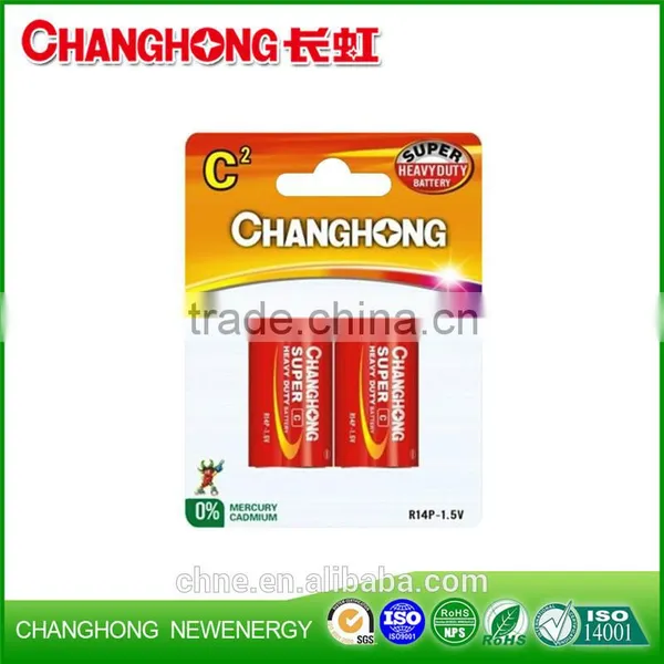 1.5V Carbon Zinc Dry Battery R14P C UM2 Carbon Batteries Changhong