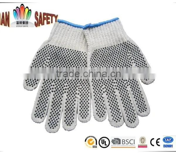 FT SAFETY 7G Poly-cotton Nature White String Knit Gloves With PVC Dots for Safety photo-2