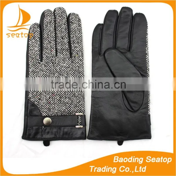 Fashion Men's Black and White Points Fabric Back of the Fabric Palm Leather With a Belt Buckle