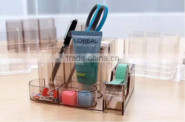 Acrylic Multifunction Pen Case Hot Sell Design Desk Storage Case Office Acrylic Stationery Set Factory photo-3