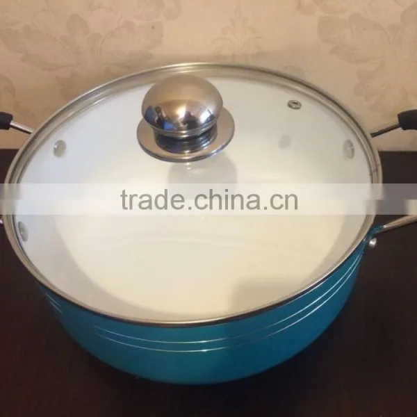 2016 Popular Aluminum White Ceramic Blue Soup Pot Noodle Pot Casserole Cookware Stock Pot photo-2