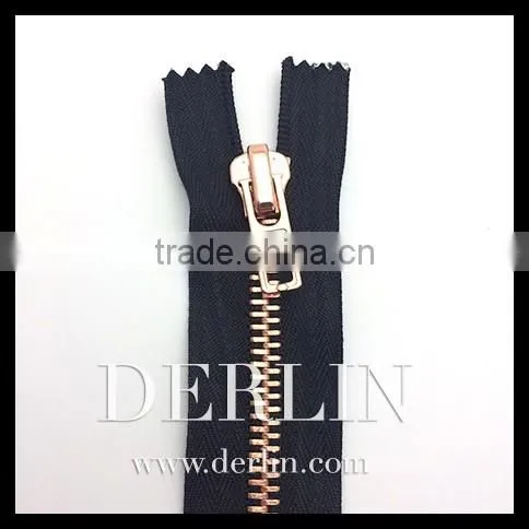 Rose Gold Shiny High Quality Polished Closed-end Metal Zip photo-3