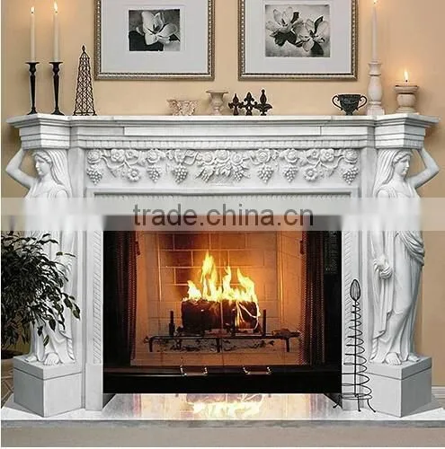 White Antique Hand Made Statue Stone Stove Hearth
