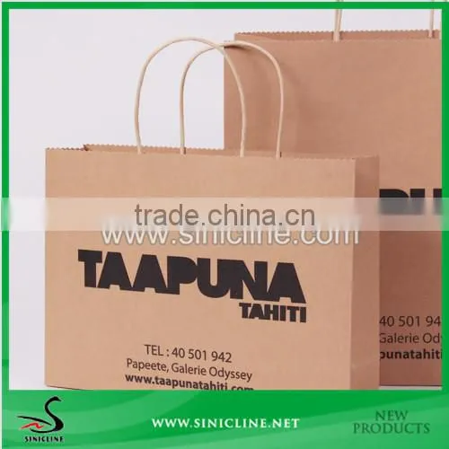 Sinicline Design Cheap Kraft Paper Bag With Black Logo Printed photo-4