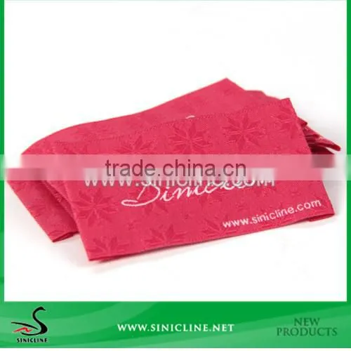 Sinicline Design Weaving Technics Damask Clothing Red Woven Label for Garment photo-4