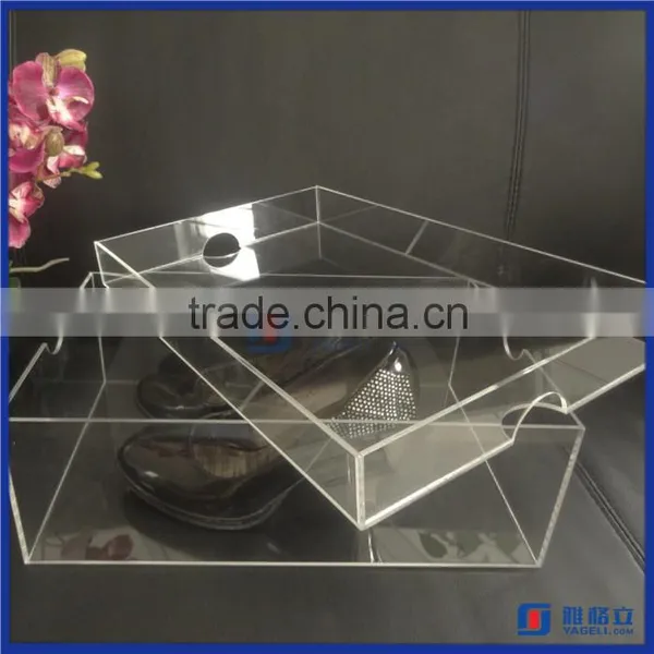 China Supplier Sneaker Display for Man Running Shoes / Clear Acrylic Shoe Box With Lid photo-4
