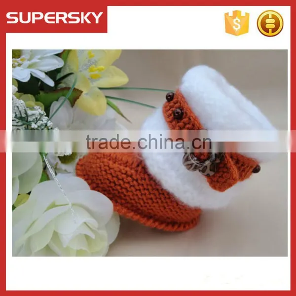 V-127 Fashion Knit Pattern Warm Crochet Baby Shoe Knitted Toddler Indoor Slippers Shoe photo-2