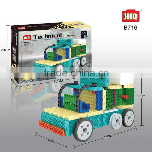 Plasitc Educational B/O Trailer Building Block Kid Toy