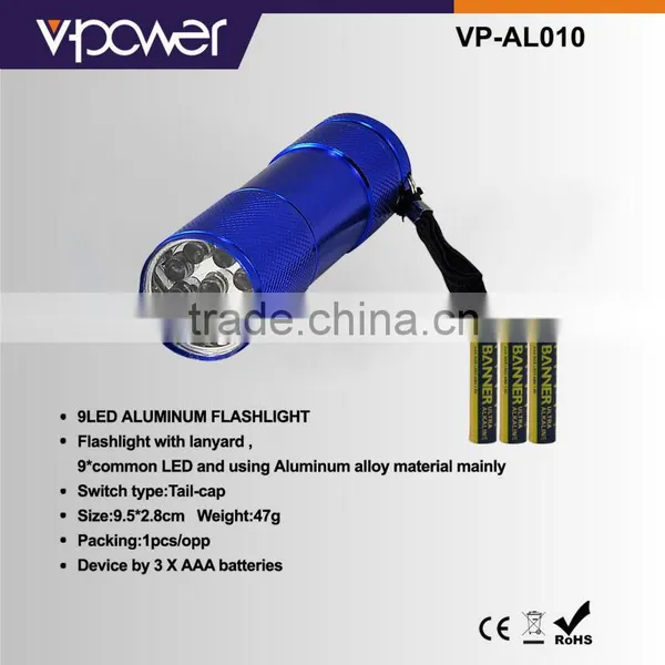 Aluminum 9 LED Flashlight