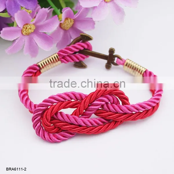 Handmade Braided Nylon Rope Bronzy Anchor Charm Bracelet For Wholesale photo-2