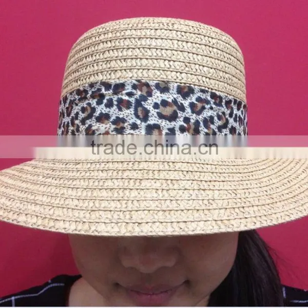 Woven Straw Hat With Camouflage Band