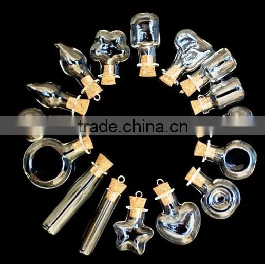 Mini Spherical Glass Bottles for Necklace Pendants With Cork