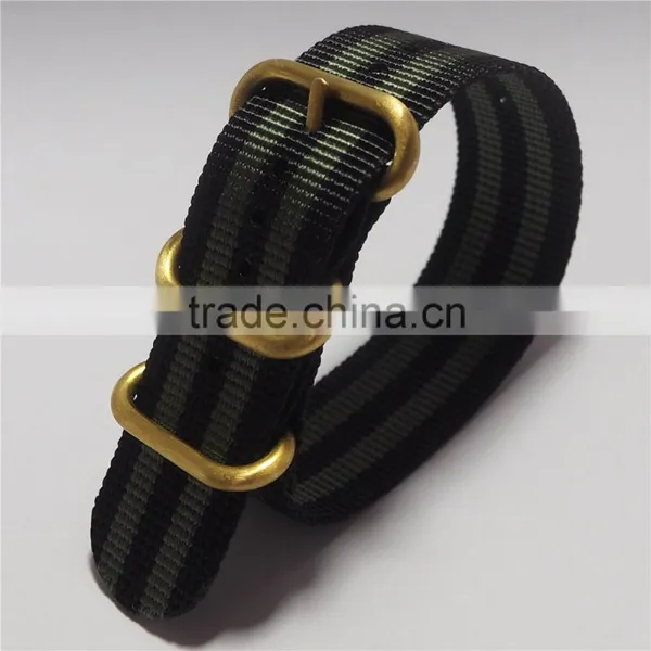 Black Gray Stripe Color PVD Gold 24mm Zulu Watch Strap photo-6