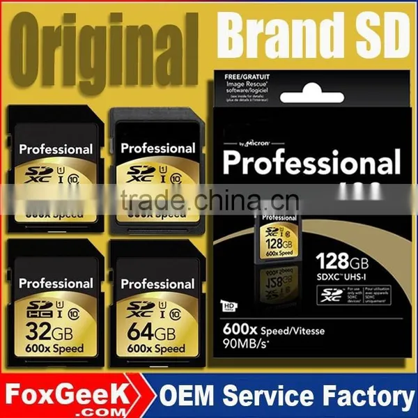 Wholesale Original 600x 32GB 64GB 128GB 256 Full Capacity SDXC SD Card CCTV Camera Micro Flash Memory SD Card for Play 4K Video
