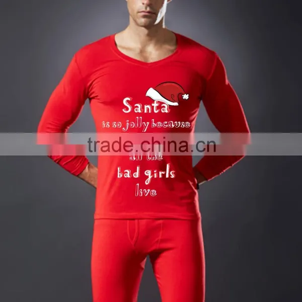 Men's Stretch Fleece Elastine Thermal Underwear With Christmas Logo