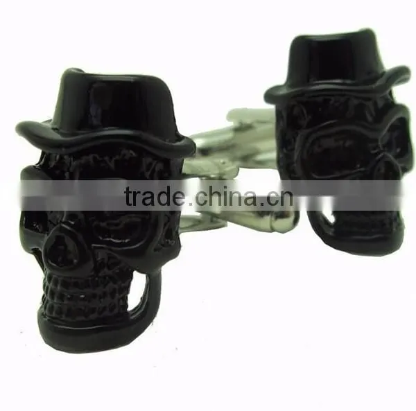 Novelty Jewelry Charms Black Skull Cufflinks for Men's Gift photo-2
