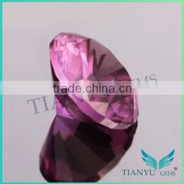 2015 HOT SALE Artificial Gem Wholesale Loose Gemstones 49# Round Shape Red Color Change Sapphire Gemstone photo-2