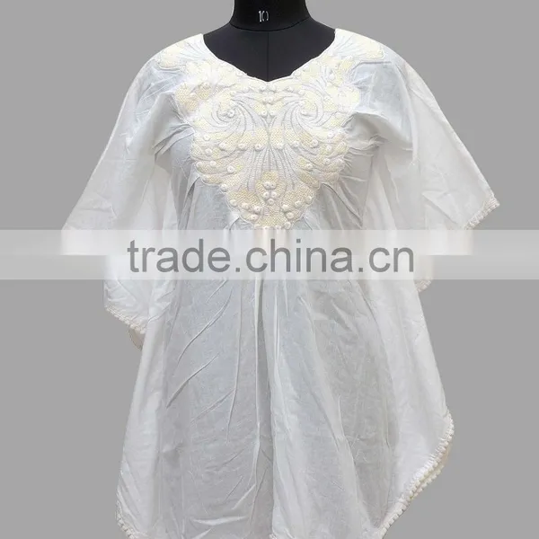 Embroidered Poncho of Cotton Fabric