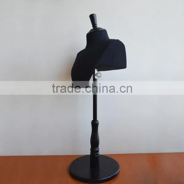 Black Color Man Woman Mannequin Head Shoulder Two Functions Fabric Mannequin Head photo-5