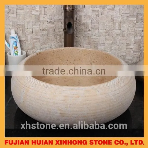 Natural Stone Yellow Jade Marble Basin for Decoration photo-2