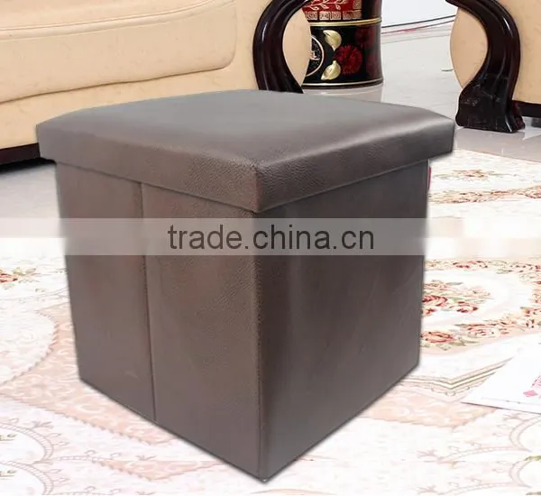 Store More Leather Folding Storage Stool photo-3