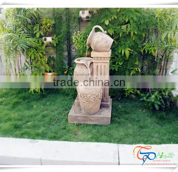 Three Urn Jar Water Feature Led Light Fountain photo-4