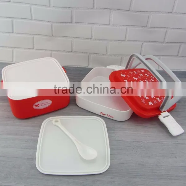 Double Layers Portalbe Square Plastic Tiffin Lunch Box photo-4