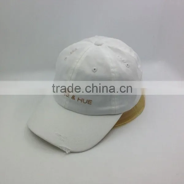White Unstructured Washed Dad Cap Custom Distressed Hat photo-4