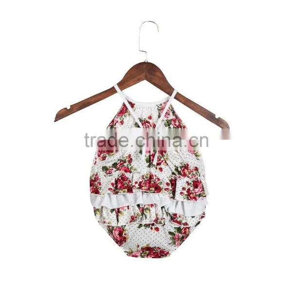 Summer Hot Sale Infant and Toddlers Clothing Romper Boutique Baby Girl Floral Bubble Romper photo-6
