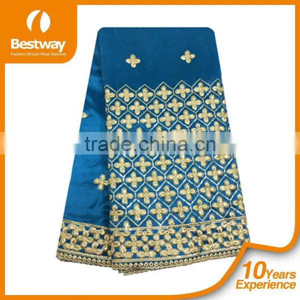 2015 Champagne Lace Wedding Dresses Latest Fashion Bestway Textile African Raw Silk George Fabric photo-3