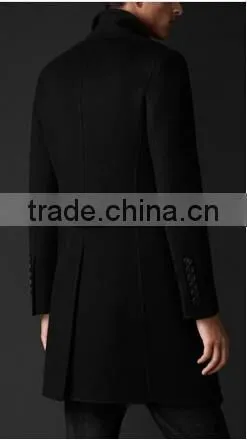 2014 Men Coat Double-Breasted Black Color Wool photo-3