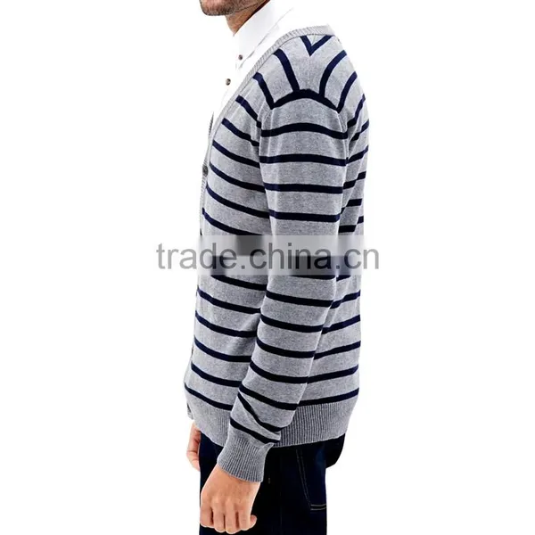 V-neck Long-sleeve Knitted Cotton Material Knitted Cardigan Mens Sweater Design photo-2