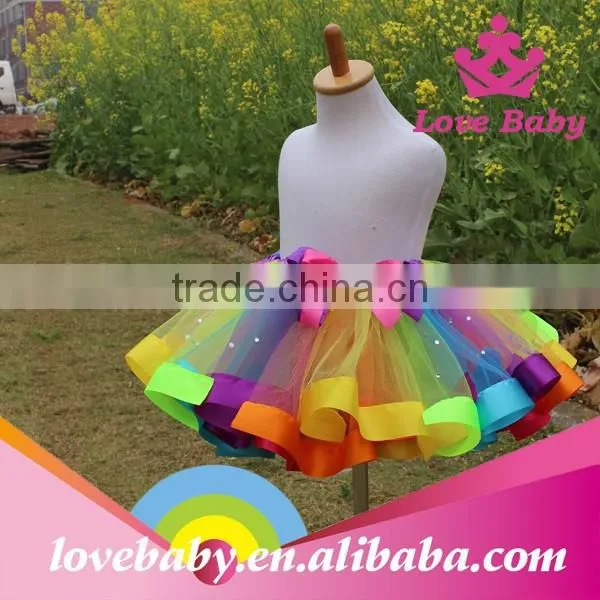 Girls Wholesale Handmade Colorful Rainbow Tutu Skirt photo-3
