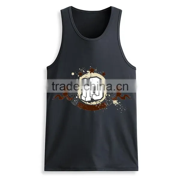 Custom Printed Design Bulk Mens Fitness 95% Cotton 5% Spandex Tank Top photo-5