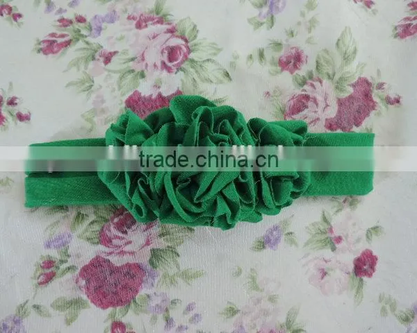Lovely Baby Girls Hair Accessories Three Flower Elastic Headband Many Solid Colors Choice photo-4
