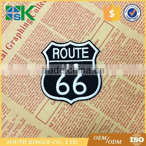 ROUTE 66 Iron-on PATCH - Embroidered HIGHWAY ROAD SIGN HISTORIC EMBLEM US BLACK photo-2