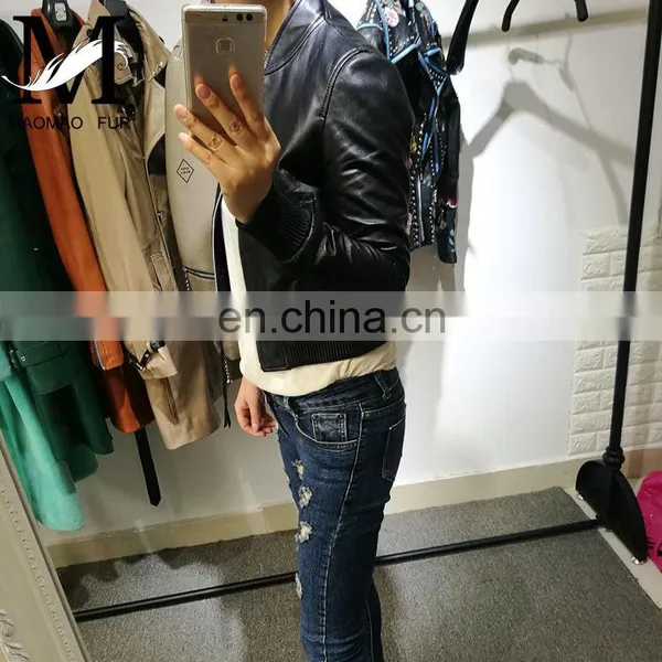 2017 Slim Red Leather Jacket Design Motorcycle Leather Ladies Short Jacket photo-6