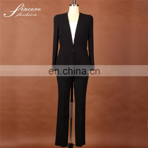 Ladies Black Fashion Viscose/Polyester Designer Suit Blazers Suits for Women photo-2