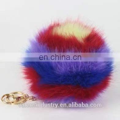 Wholesale Customized Colorsul Fluffy Faux Fur Pom Poms Ball Keychain Pom Pom Ball Pendant for Woman Cellphone/handbag/hats/Car photo-3