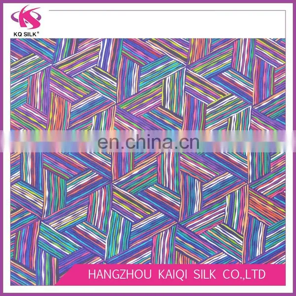 Hot Sale Pure Silk Fabric CDC Silk Crepe de Chine Fabric Stripes Print Silk Fashion Fabric for Dress