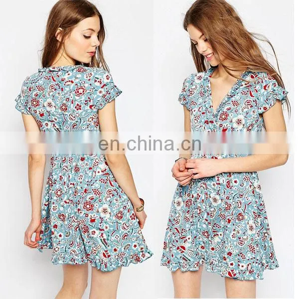 Cheap Price With High Quality Small Flower Prints Dress Women Dress