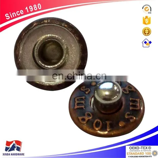 9.5 mm Copper Surface Protruding Nail Bead Jeans Rivets photo-2
