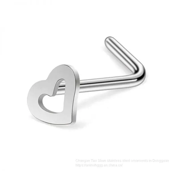 Amazon Sells Hot Titanium Steel Heart-shaped Nose Studs, Stainless Steel Jewelry Stud Manufacturers, Direct Wholesale photo-3